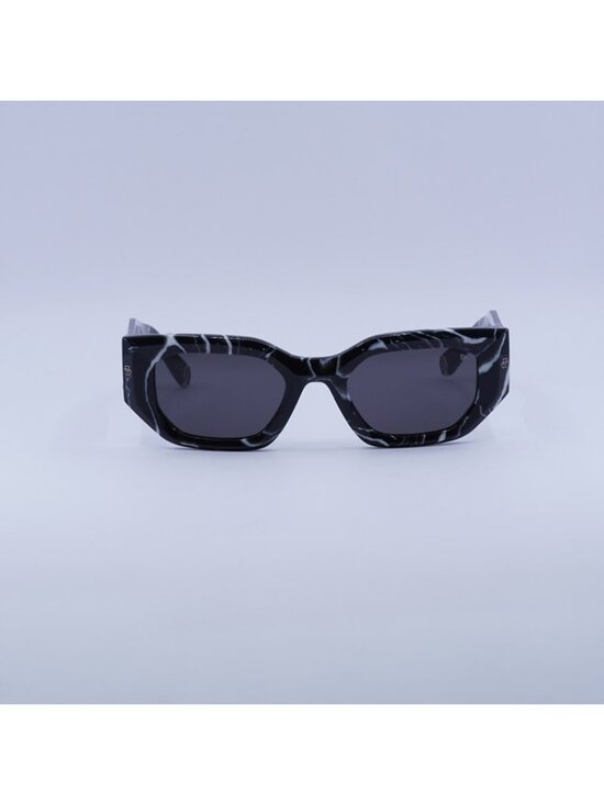 Philipp Plein SPP066M 0Z21 Sunglasses Marbled Black Geometric Frame, Grey Lenses main image 7